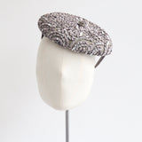 "Undulating Lilacs" Vintage 1950's Lilac Sequin & Rhinestone Percher Hat