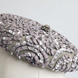 "Undulating Lilacs" Vintage 1950's Lilac Sequin & Rhinestone Percher Hat