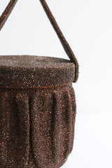 "Sparkling Bronze Beadwork" Vintage 1940's Bronze Beaded Box Bag