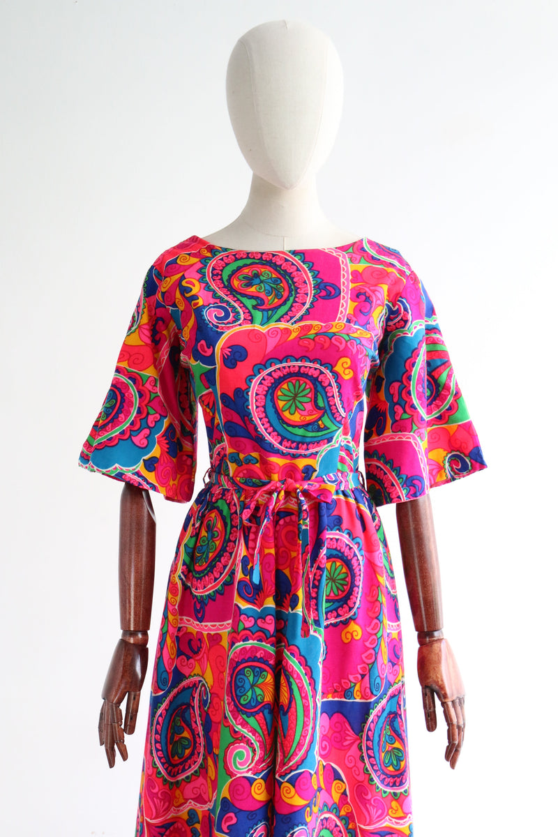 "Psychedelic Paisley" Vintage 1960's Psychedelic Paisley Print Jumpsuit UK 10 US 6