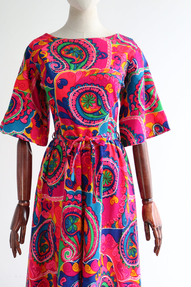 "Psychedelic Paisley" Vintage 1960's Psychedelic Paisley Print Jumpsuit UK 10 US 6