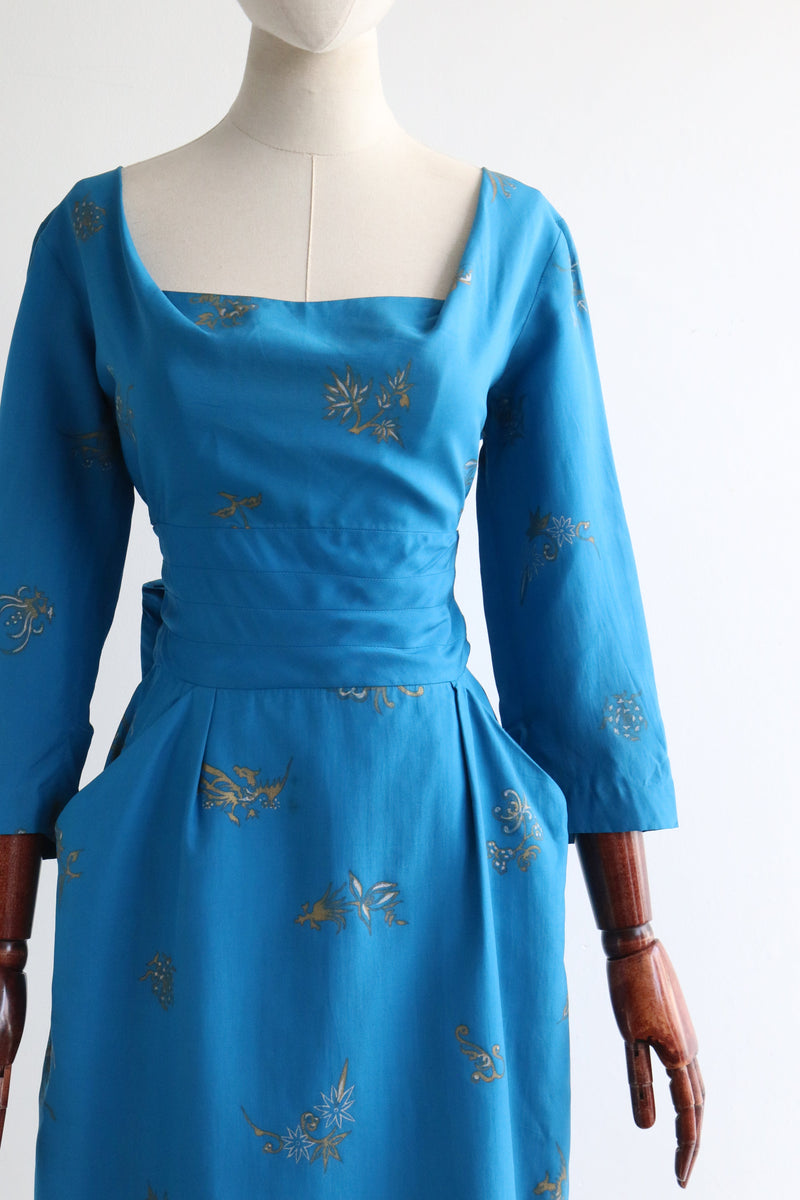 "Alfred Shaheen" Vintage 1950's Silk Alfred Shaheen Dress UK 8-10 US 4-6