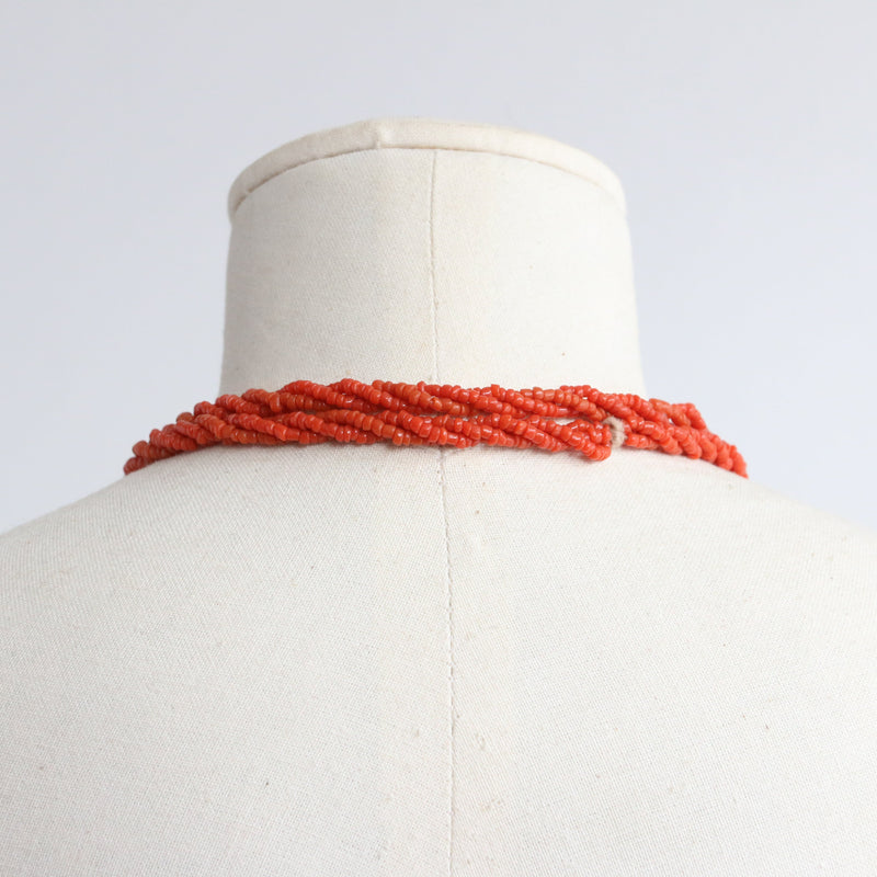 "Twisted Coral" Vintage 1920's Coral Longline necklace