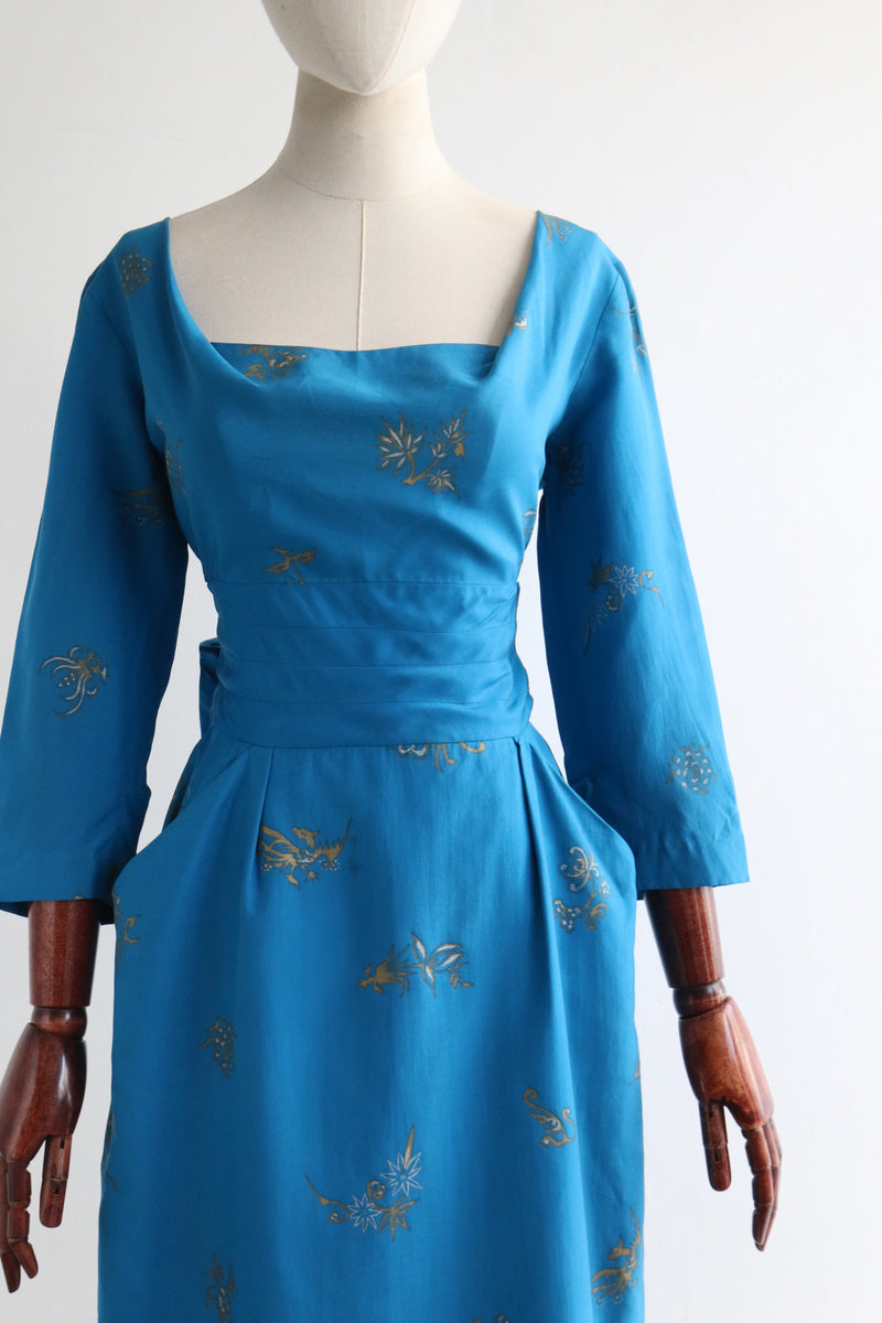 "Alfred Shaheen" Vintage 1950's Silk Alfred Shaheen Dress UK 8-10 US 4-6