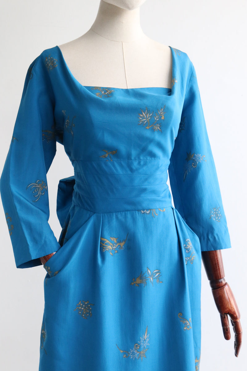 "Alfred Shaheen" Vintage 1950's Silk Alfred Shaheen Dress UK 8-10 US 4-6