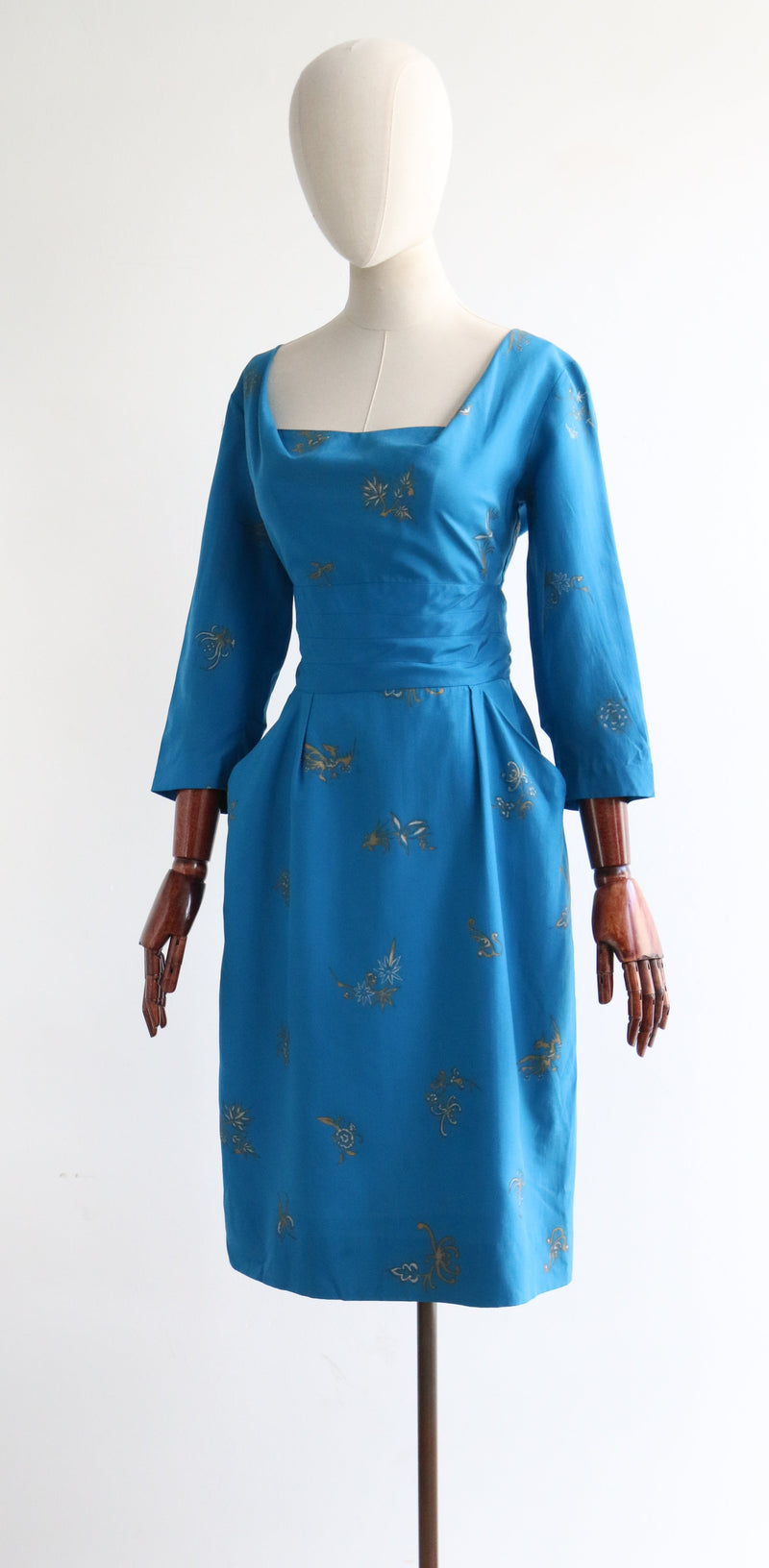 "Alfred Shaheen" Vintage 1950's Silk Alfred Shaheen Dress UK 8-10 US 4-6