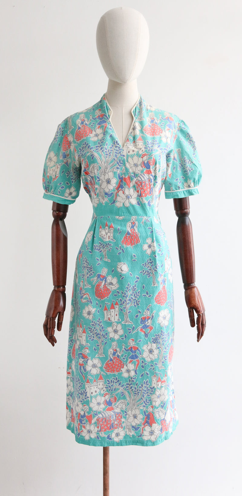 "Fairytales" Vintage 1940's Novelty Print Dress UK 10 US 6