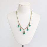 "Brass & Green Glass" Vintage 1930's Brass & Green Glass Berry Necklace