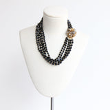"Silver Rhinestones & Glass Beads" Vintage 1950's Miriam Haskell Multi-Strand Necklace
