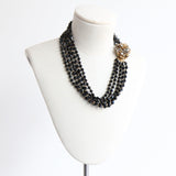 "Silver Rhinestones & Glass Beads" Vintage 1950's Miriam Haskell Multi-Strand Necklace