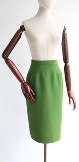 "Pine Green Silk" Vintage 1940's Pine Green Silk Skirt UK 6 US 2