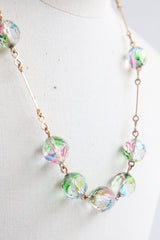 "Marbled Glass" Vintage 1940's Faceted Glass Bead Necklace