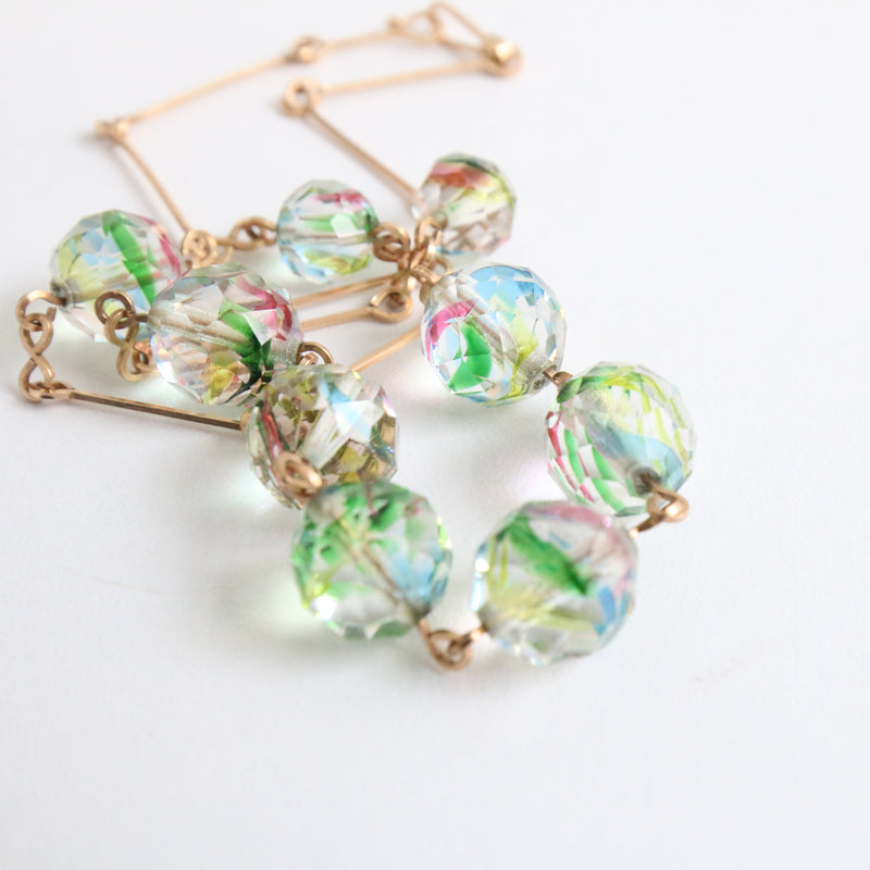 "Marbled Glass" Vintage 1940's Faceted Glass Bead Necklace