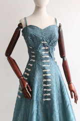 "Heiress Sequins" Vintage 1950's Iridescent Sequin Organza Dress UK 14 US 10