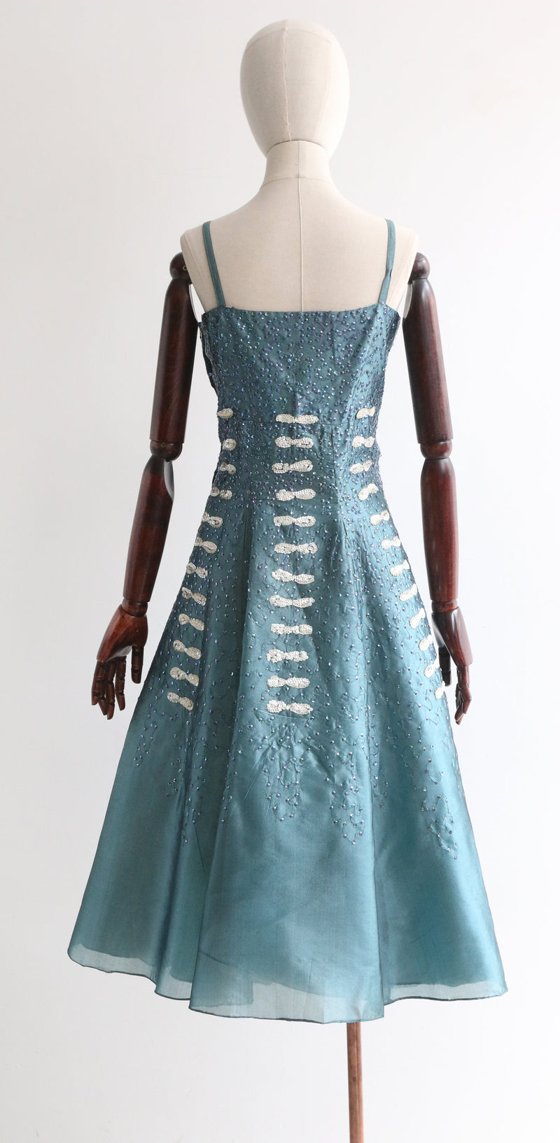 "Heiress Sequins" Vintage 1950's Iridescent Sequin Organza Dress UK 14 US 10