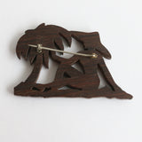 "Beneath The Palm Trees" Vintage 1940's Carved & Painted Wooden Brooch
