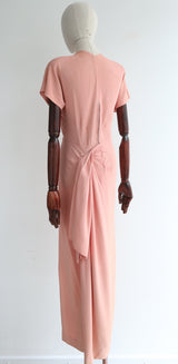 "Crepe Silk & Sequins" Vintage 1940's Pink Crepe Silk & Sequin Evening Dress UK 10-12 US 6-8