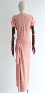 "Crepe Silk & Sequins" Vintage 1940's Pink Crepe Silk & Sequin Evening Dress UK 10-12 US 6-8