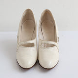 "Cream Leather Bows" Vintage 1920's Cream Cut Out Heels UK 5 EU 38 US 7