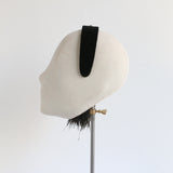 "Rhinestone & Plumage" Vintage 1960's Black Velvet & Plumage Headband