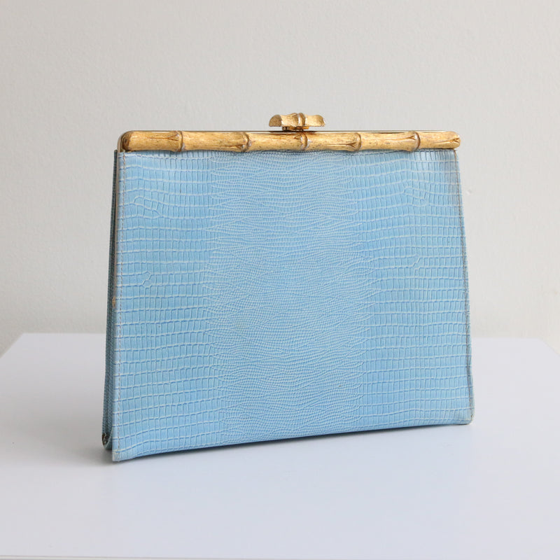 "Gold Bamboo" Vintage 1960's Gold Bamboo Clasp Clutch Bag