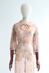 "Blush & Blue Florals" Vintage 1930's Blush Floral Dress UK 8 US 4