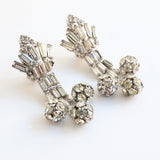 "Chandelier Droplets" Vintage 1950's Rhinestone Clip On Earrings