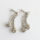 "Rhinestone Droplets" Vintage 1950's Rhinestone Droplet Screw-Back Earrings