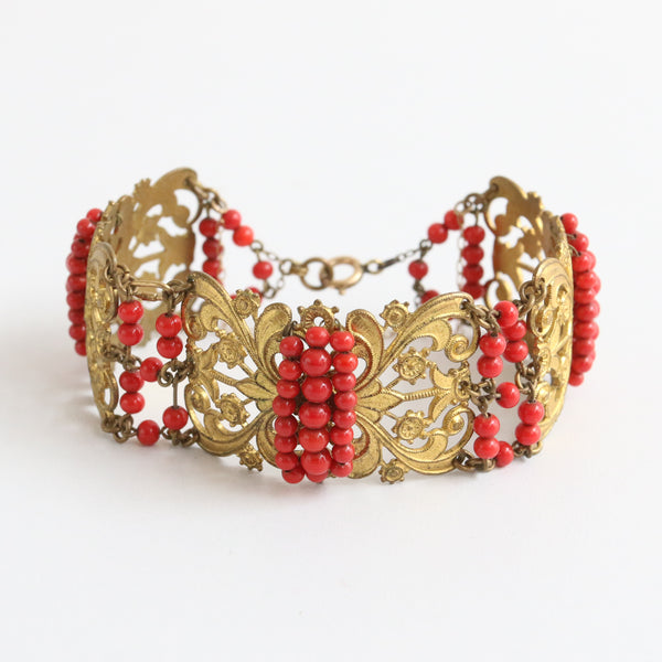 "Filigree & Beads" Vintage 1930's Filigree Beaded Bracelet