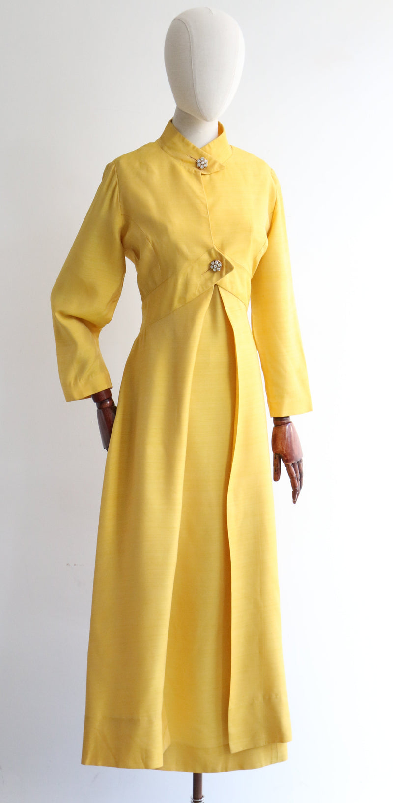 "Marigold & Rhinestones" Vintage 1960's Marigold Yellow Cocktail Dress & Matching Coat UK 10-12 US 6-8