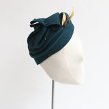 "Gold Leaves & Beadwork" Vintage 1930's Felt Beaded & Golden Leaf Hat