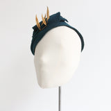 "Gold Leaves & Beadwork" Vintage 1930's Felt Beaded & Golden Leaf Hat