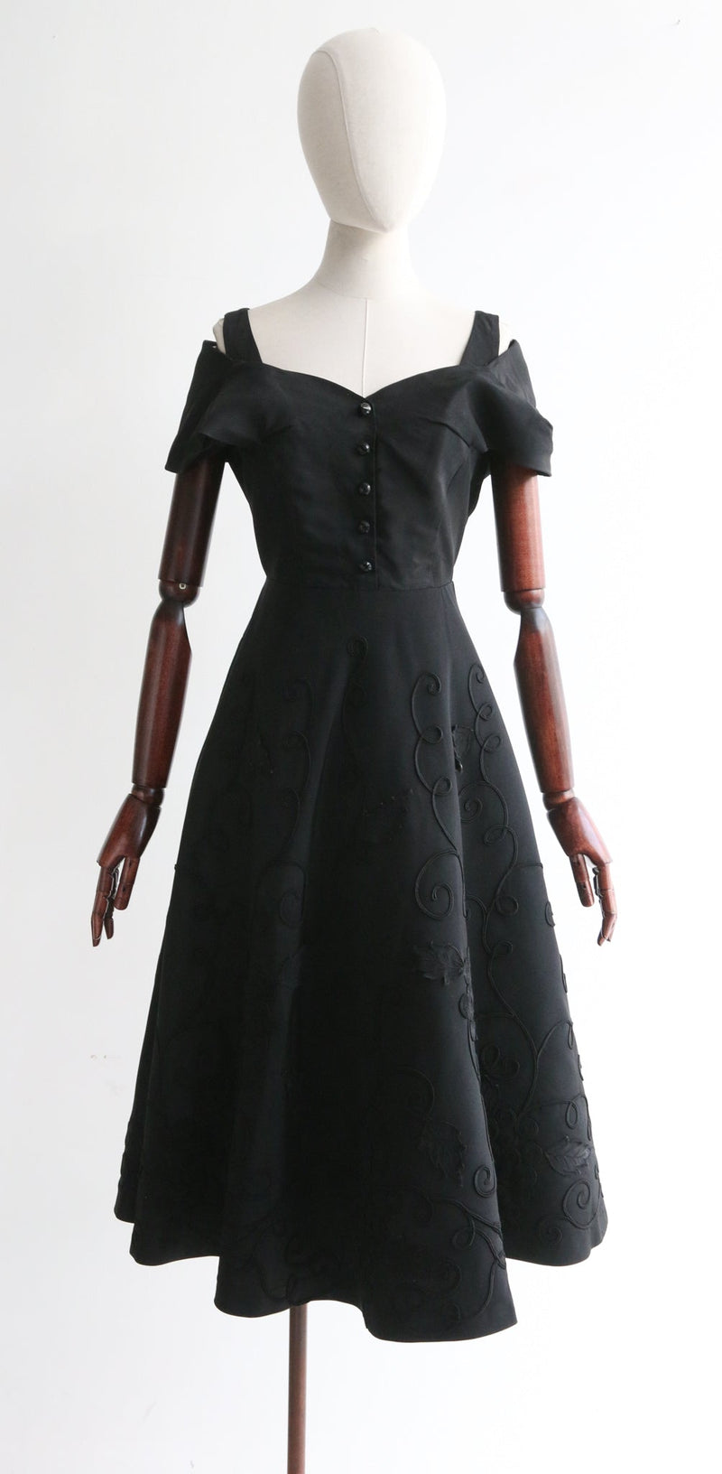 "Trailing Vines & Grapes" Vintage 1950's Faille Trailing Vine Dress UK 10 US 6