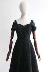 "Trailing Vines & Grapes" Vintage 1950's Faille Trailing Vine Dress UK 10 US 6