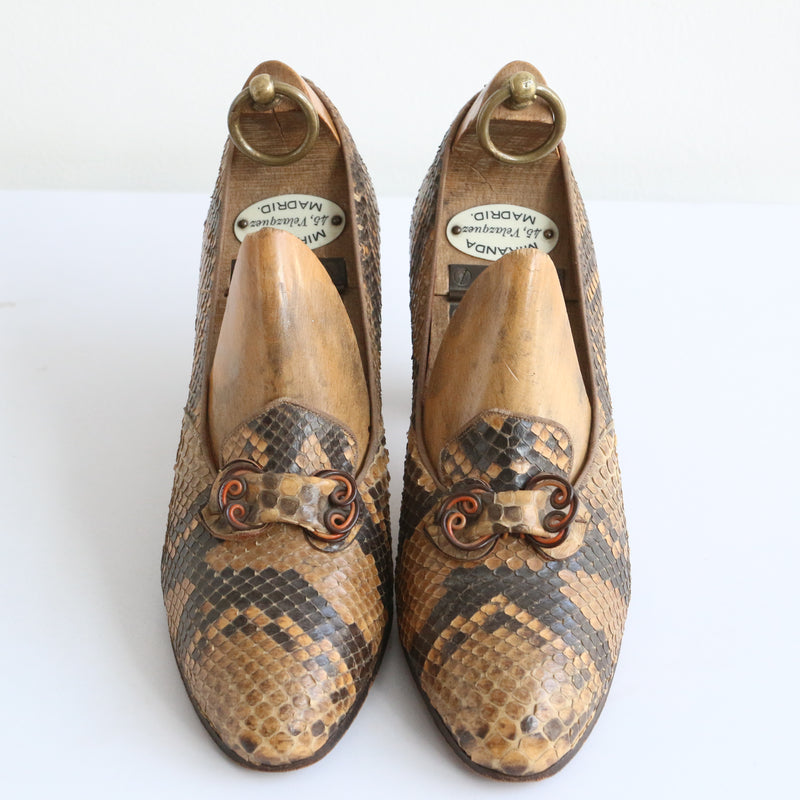 "Celluloid Twists" Vintage 1930's Celluloid Twist Embellished Heels UK 3 US 5 EU 36