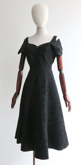 "Trailing Vines & Grapes" Vintage 1950's Faille Trailing Vine Dress UK 10 US 6