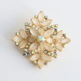 "Frosted Iridescence" Vintage 1950's Iridescent Rhinestone & Frosted Glass Demi-Parure Set