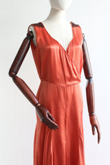 "Orange Aurora" Vintage 1930's Silk Satin Beach Pyjamas UK 10 US 6