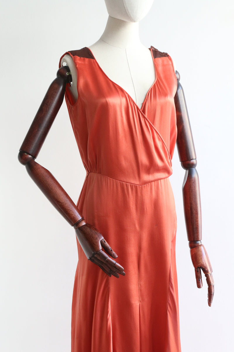 "Orange Aurora" Vintage 1930's Silk Satin Beach Pyjamas UK 10 US 6