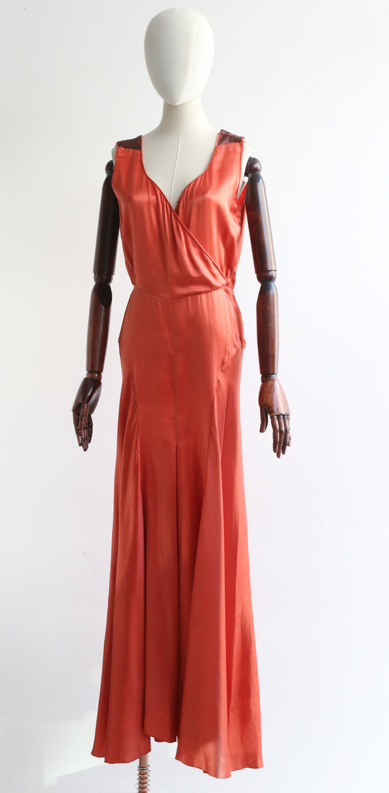 "Orange Aurora" Vintage 1930's Silk Satin Beach Pyjamas UK 10 US 6