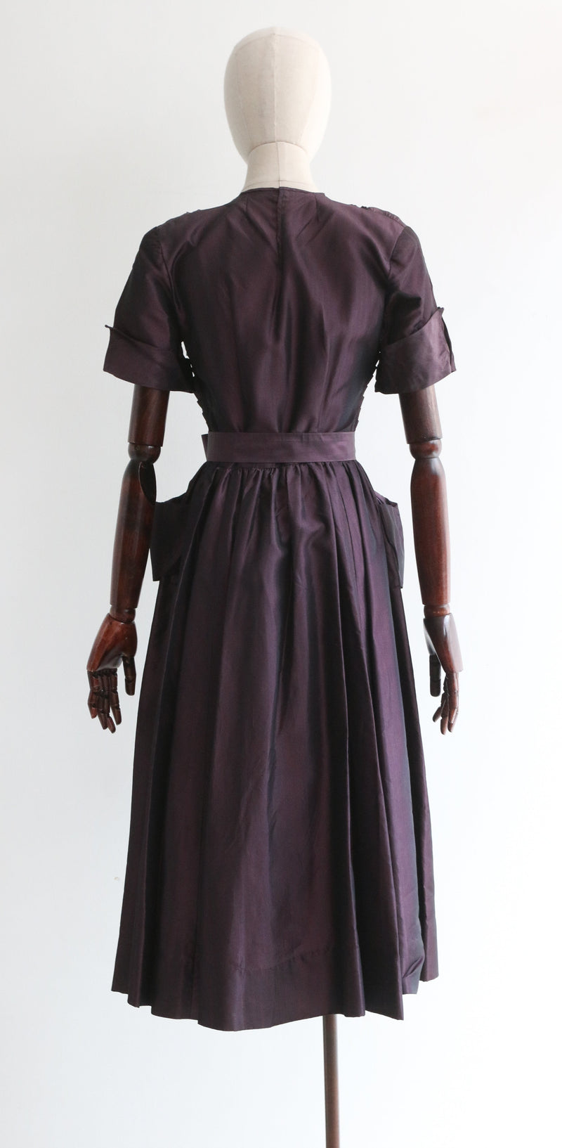 "Mauve Taffeta" Vintage 1940's Mauve Silk Taffeta Dress UK 10 US 6