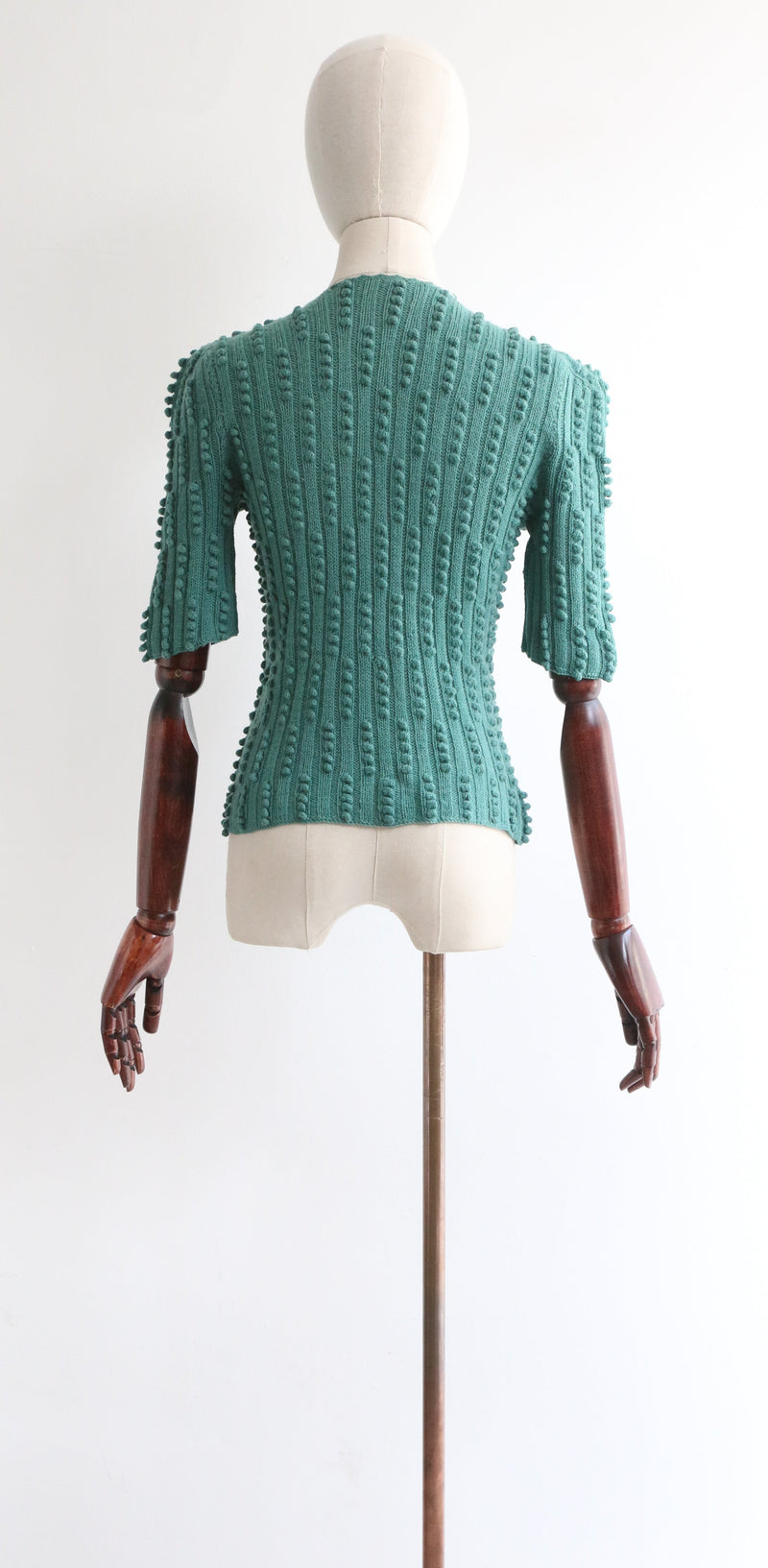 "Textural Teal" Vintage 1940's Teal Knitted Cardigan UK 8-10 US 4-6