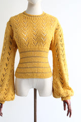 "Yellow & Gold" Vintage 1970's Yellow & Gold Knitted Jumper UK 14 US 10