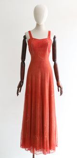 "Trailing Soutache & Glass Beadwork" Vintage 1940's Soutache & Bead Evening Dress UK 12 US 8