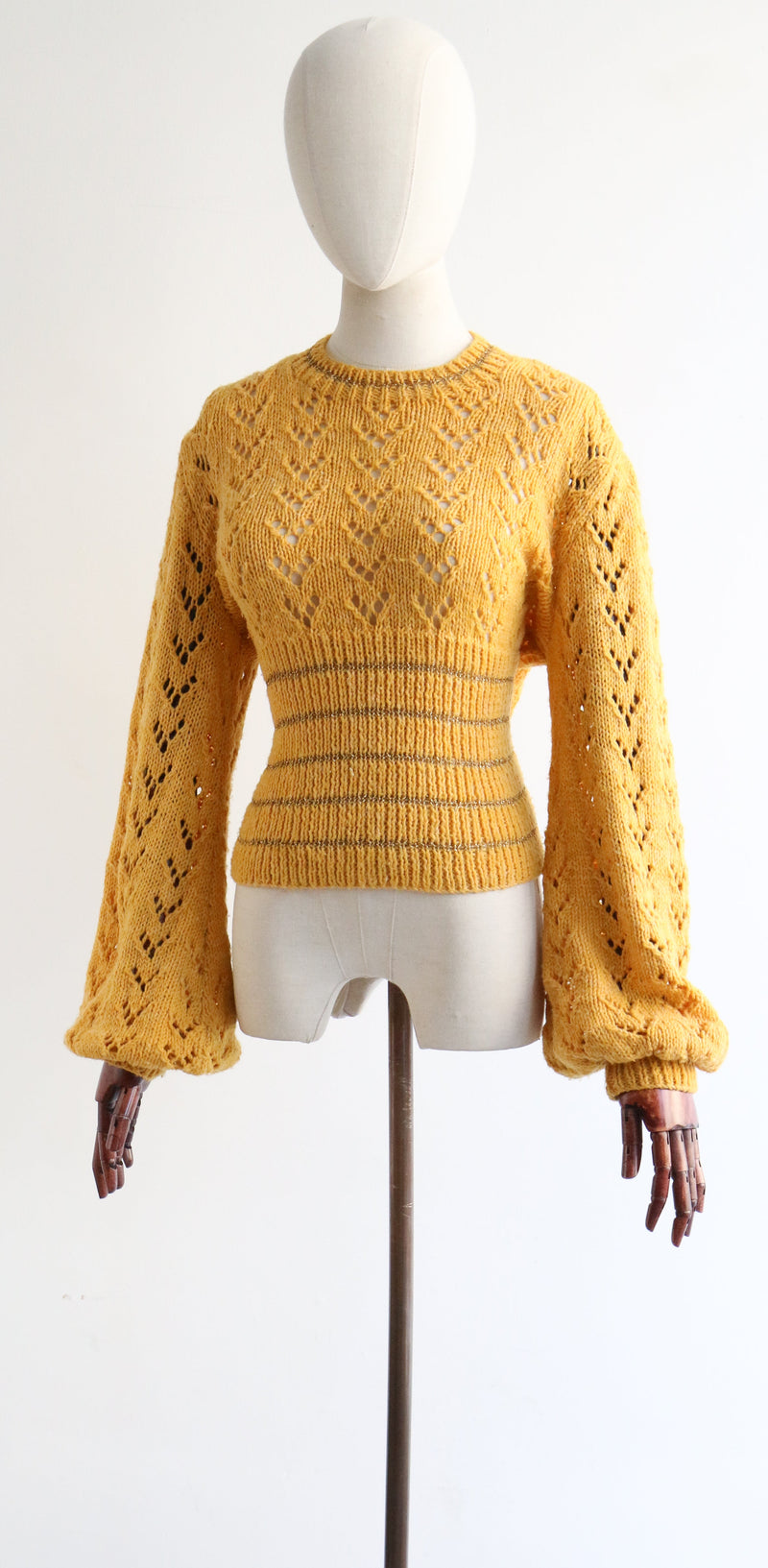 "Yellow & Gold" Vintage 1970's Yellow & Gold Knitted Jumper UK 14 US 10