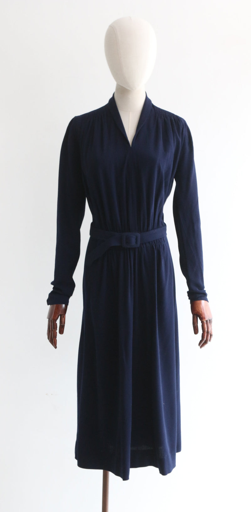 "Deep Navy Pleats" Vintage 1930's Deep Navy Pleated Dress & Waistcoat UK 12 US 8