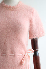 "Perfectly Pink Mohair" Vintage 1960's Pink Mohair Knitted Dress UK 10-12 US 6-8