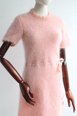 "Perfectly Pink Mohair" Vintage 1960's Pink Mohair Knitted Dress UK 10-12 US 6-8