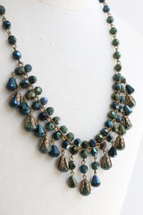 "Petrol Beads" Vintage 1940's Glass Bead & Brass Necklace