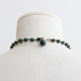 "Petrol Beads" Vintage 1940's Glass Bead & Brass Necklace